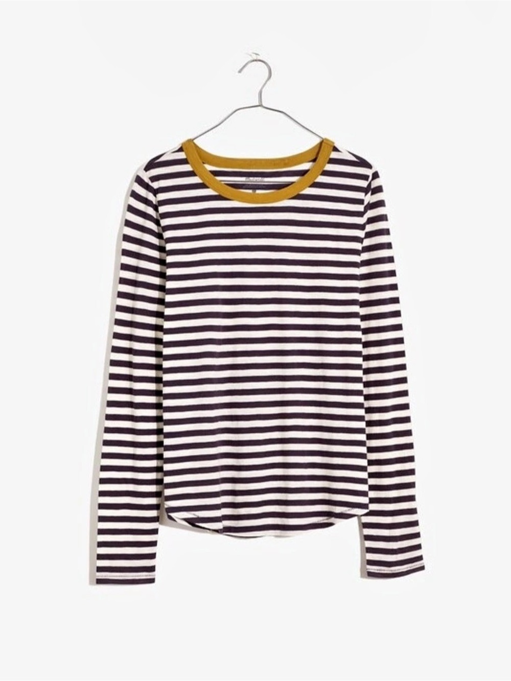 Madewell Whisper Cotton Rib-Crewneck Long-Sleeve Tee in Mulford Stripe
